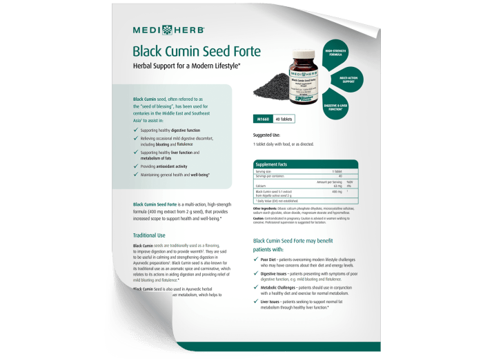 Black Cumin Seed Forte - Fact Sheet
