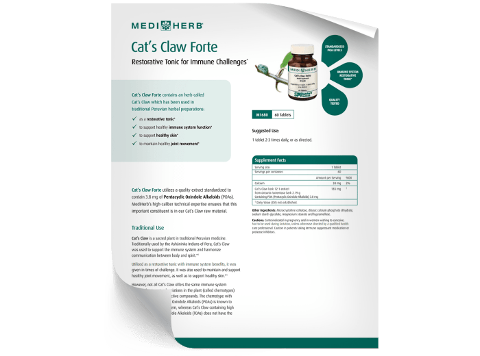 Cat's Claw Forte - Fact Sheet