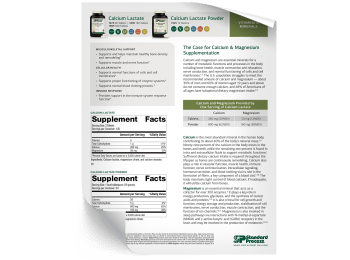 Calcium Lactate - Fact Sheet